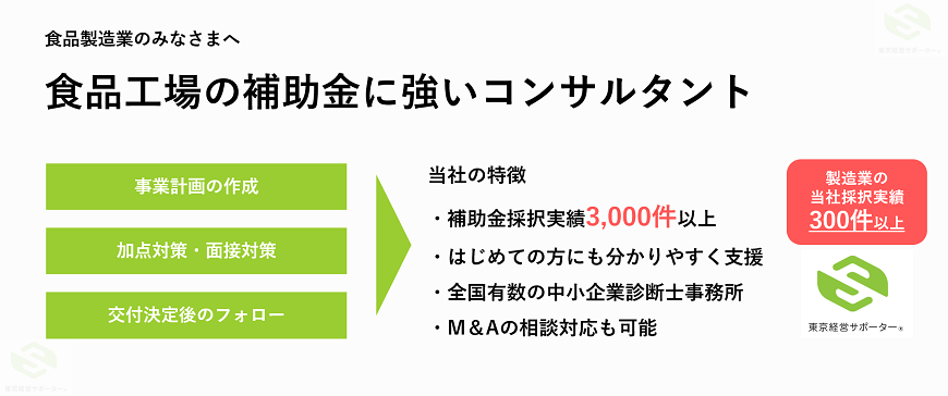 食品工場の補助金に強いコンサルタント