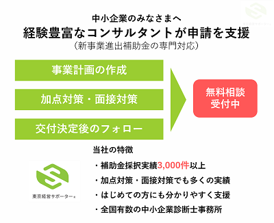 新事業進出補助金を専門コンサルタントが申請支援（無料相談受付中）